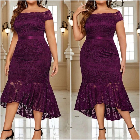 Dresses & Skirts - Plus Off Shoulder Lace Evening Formal Wedding Dress